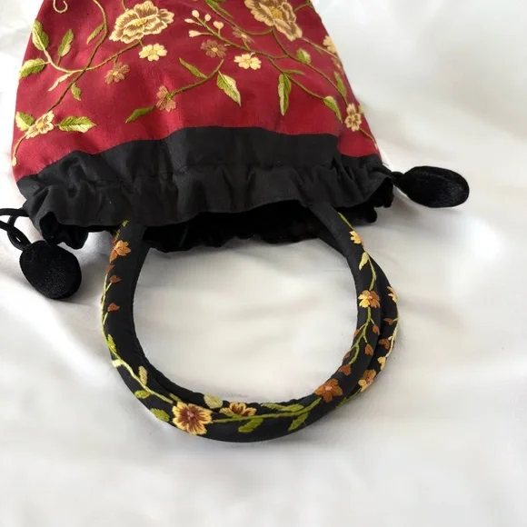 Vintage embroidered mini purse bag oriental boho indie red black - Picture 2 of 3
